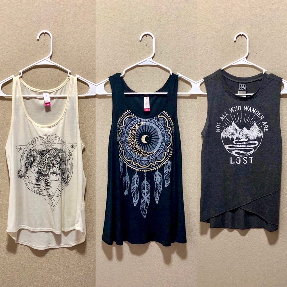 3 FOR $6! Lot of Graphic Boho Tank Tops!